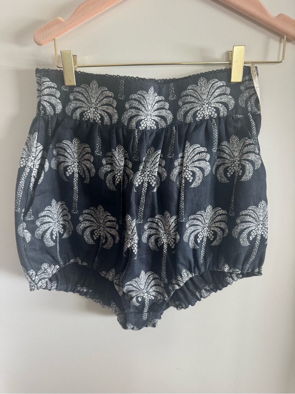 Agua by Agua Bendita Black Palm-Print High-Waist Shorts